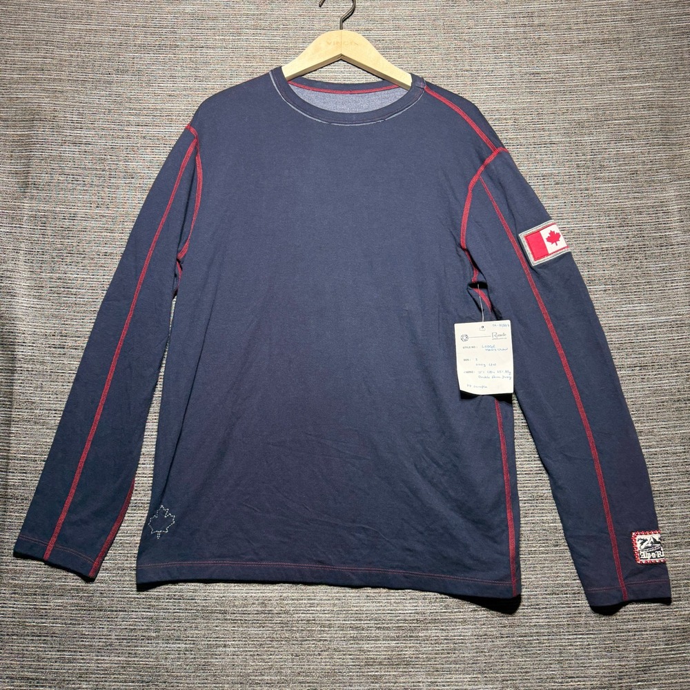 Alp-n-Rock Shirt Men L Blue LS Lodge Canada Contrast Stitch Crewneck Sample RARE
